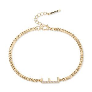 Unwritten Cubic Zirconia Initial Link Bracelet in Gold Plate
